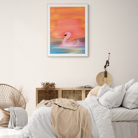 Whimsical Swan | Kids Art | Modern Wall Art Decor | Minimalist Digital Prints - Picture 3 of 4